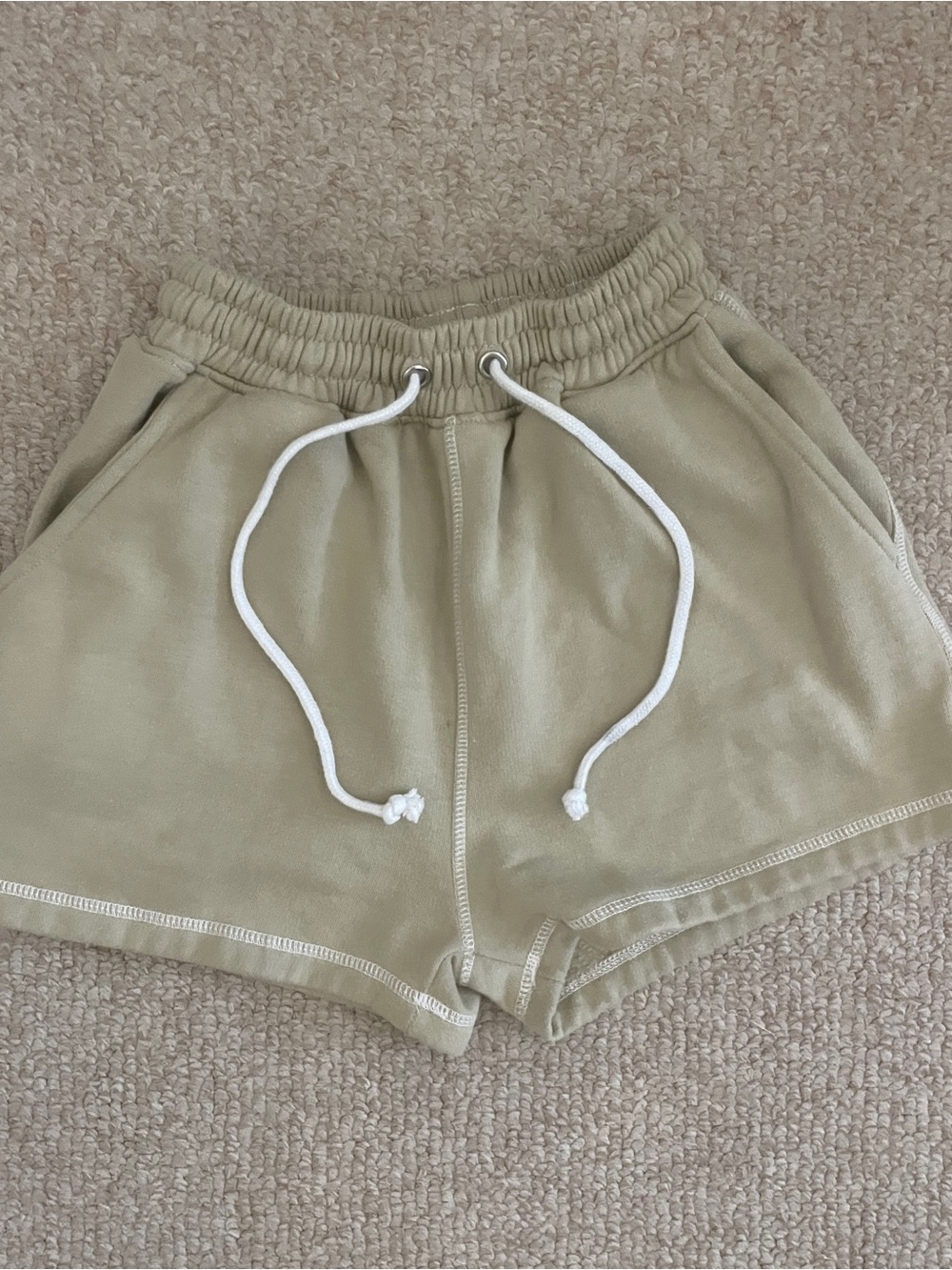Sage green Drawstring sweat Shorts